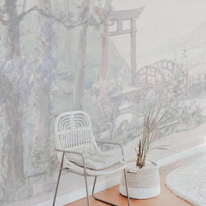 Cherry Blossom Temple Peel and Stick Wallpaper – Japandi Zen Mural