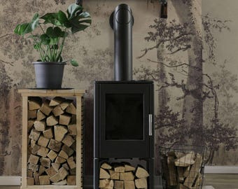 Forest Wall Mural: Soft Beige Vintage Ink (Peel and Stick)