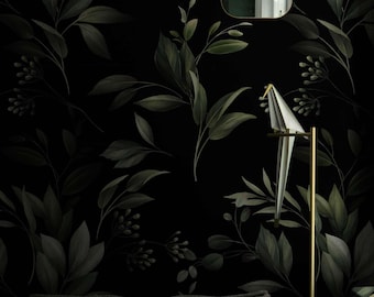Moody Botanical Peel and Stick Wallpaper – Dark Floral Mural