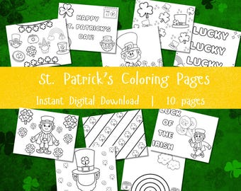 St. Patrick's Printable Coloring Pages, St. Patrick's Coloring Book, St. Patrick's Day Activities, St. Paddy's Activities