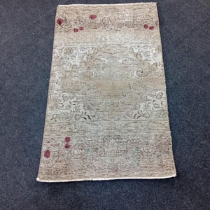 Tapete vintage turco de patchwork, 90 x 120 cm, feito à mão em lã, estilo boho, para entrada. Cor marrom.