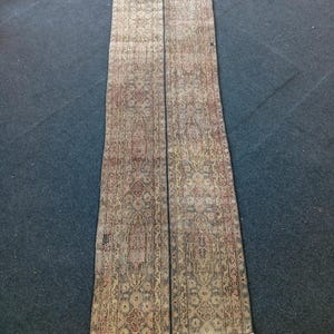 3x8 Ft Vintage Turkish Wool Patchwork Runner Rug, Handmade Wool Entryway Boho Rustic Rugs