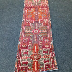 2x7 Ft Vintage Turkish Patchwork Runner Rug, Handmade Wool Entryway Boho Decor Rugs