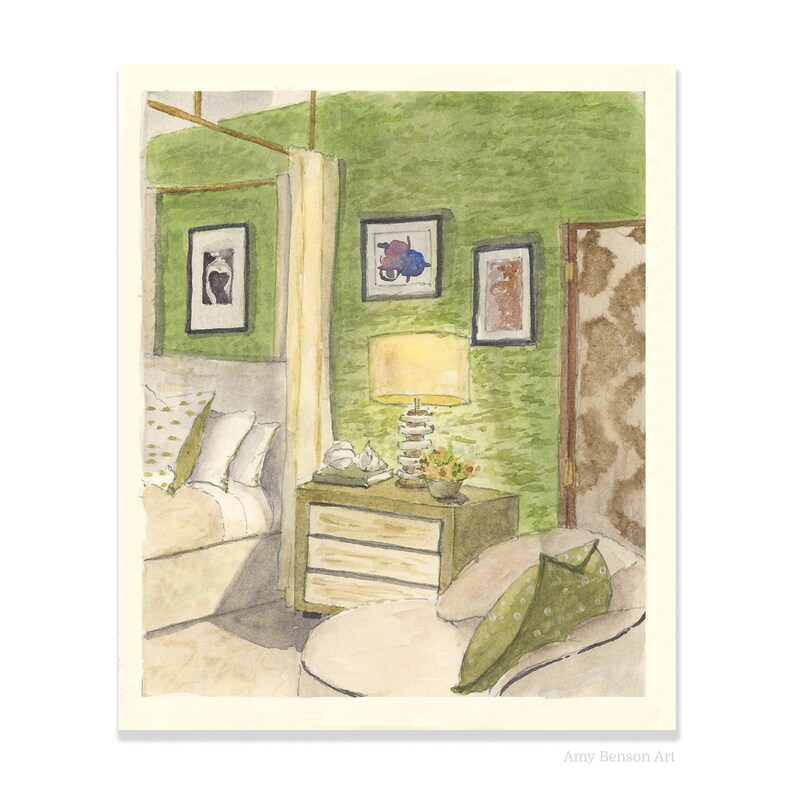 Custom Watercolor Room Portrait | Hand-painted Interior Rendering - Etsy