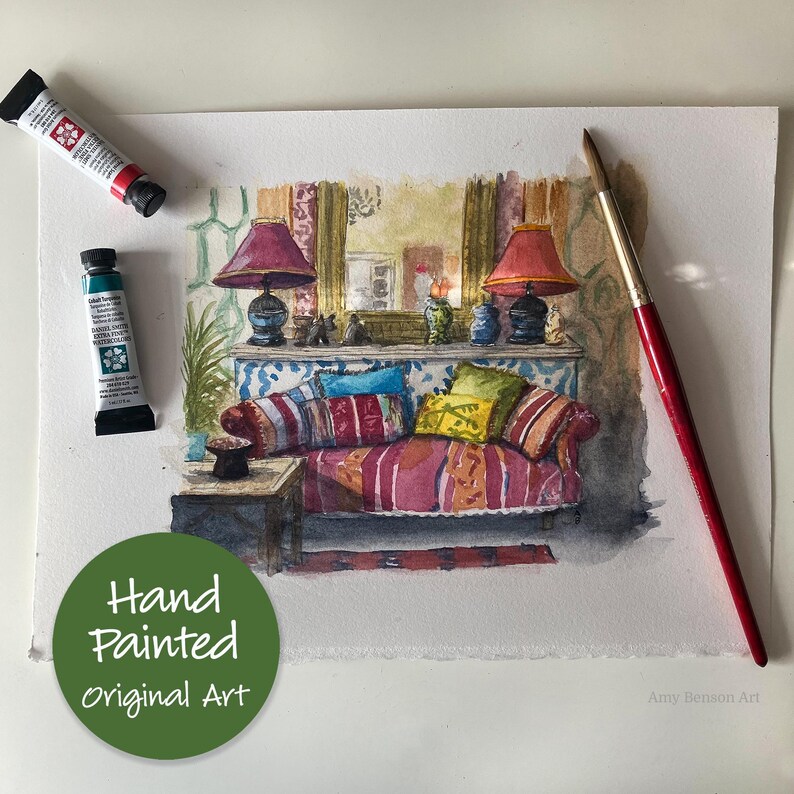 Custom Watercolor Room Portrait | Hand-painted Interior Rendering - Etsy