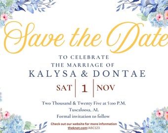 Save The Date, Wedding Save The Date Invitation, Colorful, Bright, Floral, Invite