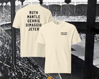 Camiseta de béisbol de las Leyendas de Nueva York, algodón grueso teñido en prenda, camiseta vintage para fanáticos de los Yankees.