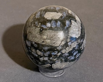 Large Que Sera Sphere with Blues and Grays - 70 mm - 1 lb 1 oz