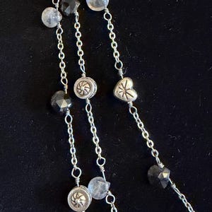 Brighton Three Strand Hearts, Faceted Black and Iridescent Beads Necklace image 4