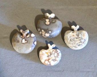 Flower Agate Apple Carving Bundle of Four - Gift for Teachers
