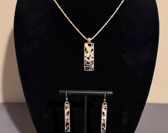 Brighton Reversible Floral Pendant Necklace & Dangle Earrings Set - Silver Tone