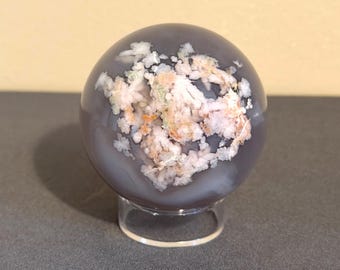 Lavender Flower Agate Sphere - 53.5 mm - Weighs 7 ounces