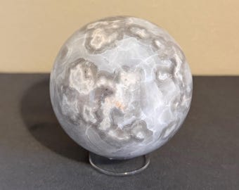 White Mexican Crazy Lace Sphere - 68 mm - Weighs 1 pound