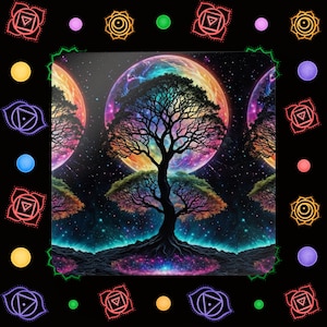 Cosmic Tree Cork Coaster Set, Bohemian Home Decor, Eco-Friendly Drinkware, Table Protection, Unique Gift for Nature Lovers