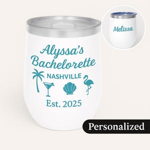 Vaso de despedida de soltera costero: regalo personalizado para dama de honor, boda en la playa, vaso con nombre personalizado, copa de vino para novia, regalo de despedida de soltera