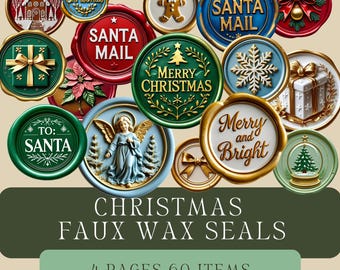 Christmas Faux Wax Seals: Vintage Holiday Ephemera (PDF Download A4/Letter Size)