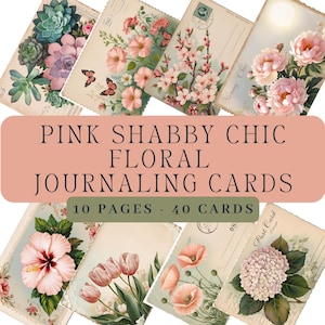 Light Pink Florals Shabby chic Journaling Cards, Backgrounds for Junk journaling, Scrapbooking, Collages, Vintage aesthetic, Cottagecore