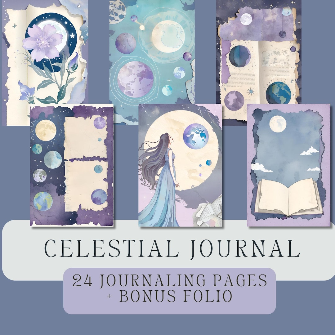 Celestial Junk Journal Kit: Moon & Galaxy Scrapbook Collage Pages - Etsy