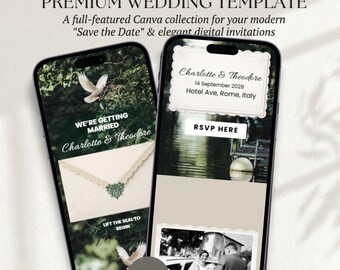 Romantic Lace Wedding Invitation Template | Canva Editable Wedding Website | Save the Date RSVP Invite | Easy Digital Download