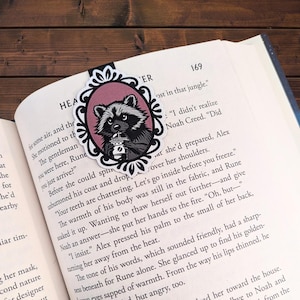 Raccoon Coffee Frame Magnetic Bookmark
