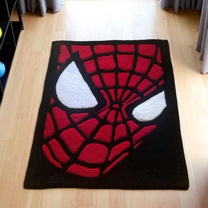 Handmade red wool rug, decoration for a boy's room, customizable sizes