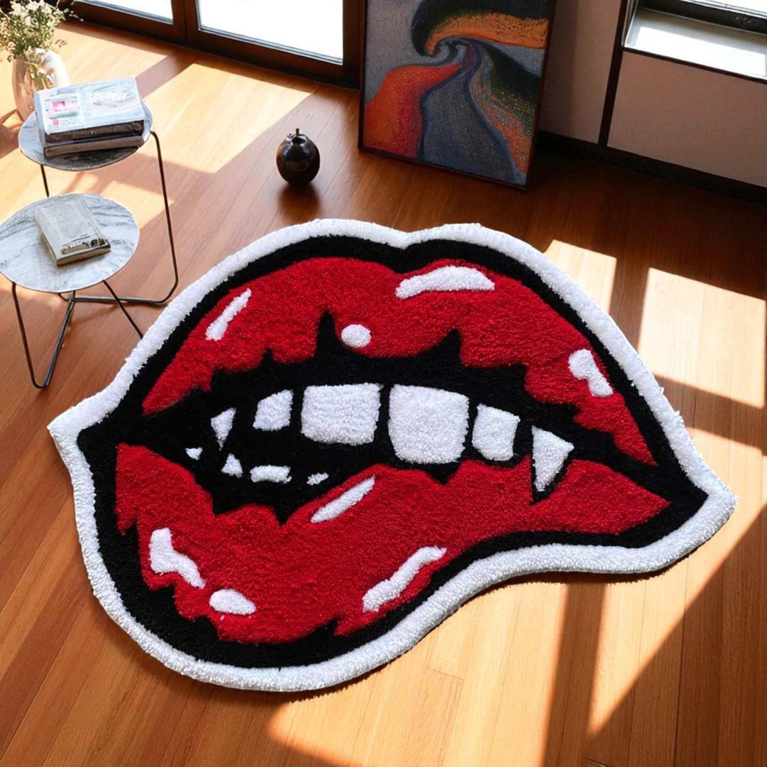Pop Art Red Lips Rug, Wool Decoration 20x30 Inches, Personalized Gift ...