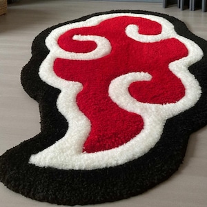 Red Cloud Anime Rug – Handmade Otaku Decor – Custom Japanese Manga Gift - Personalized Anime Rug – Red Cloud Otaku Decor image 2