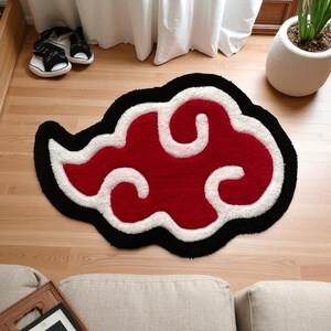 Red Cloud Anime Rug – Handmade Otaku Decor – Custom Japanese Manga Gift - Personalized Anime Rug – Red Cloud Otaku Decor image 3