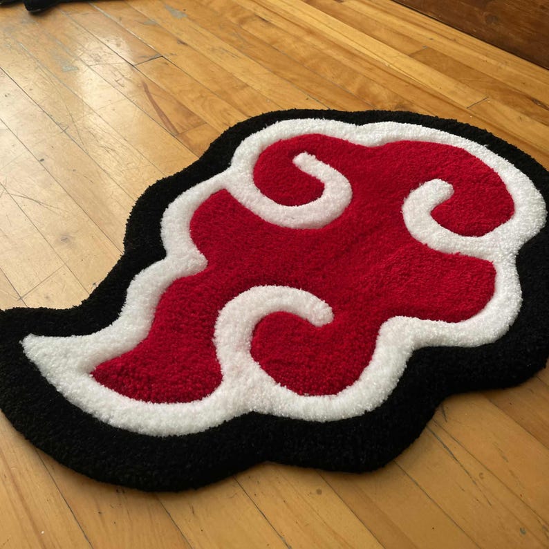 Red Cloud Anime Rug – Handmade Otaku Decor – Custom Japanese Manga Gift - Personalized Anime Rug – Red Cloud Otaku Decor image 4