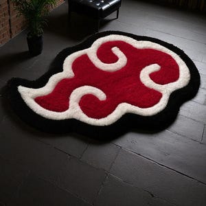 Red Cloud Anime Rug – Handmade Otaku Decor – Custom Japanese Manga Gift - Personalized Anime Rug – Red Cloud Otaku Decor image 6