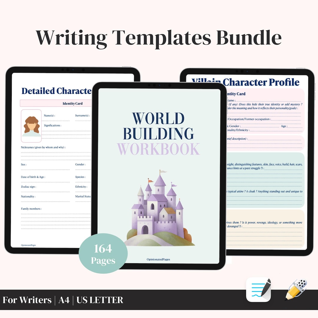 Character Sheet and Worldbuilding Workbook Bundle | Writing Worksheets ...