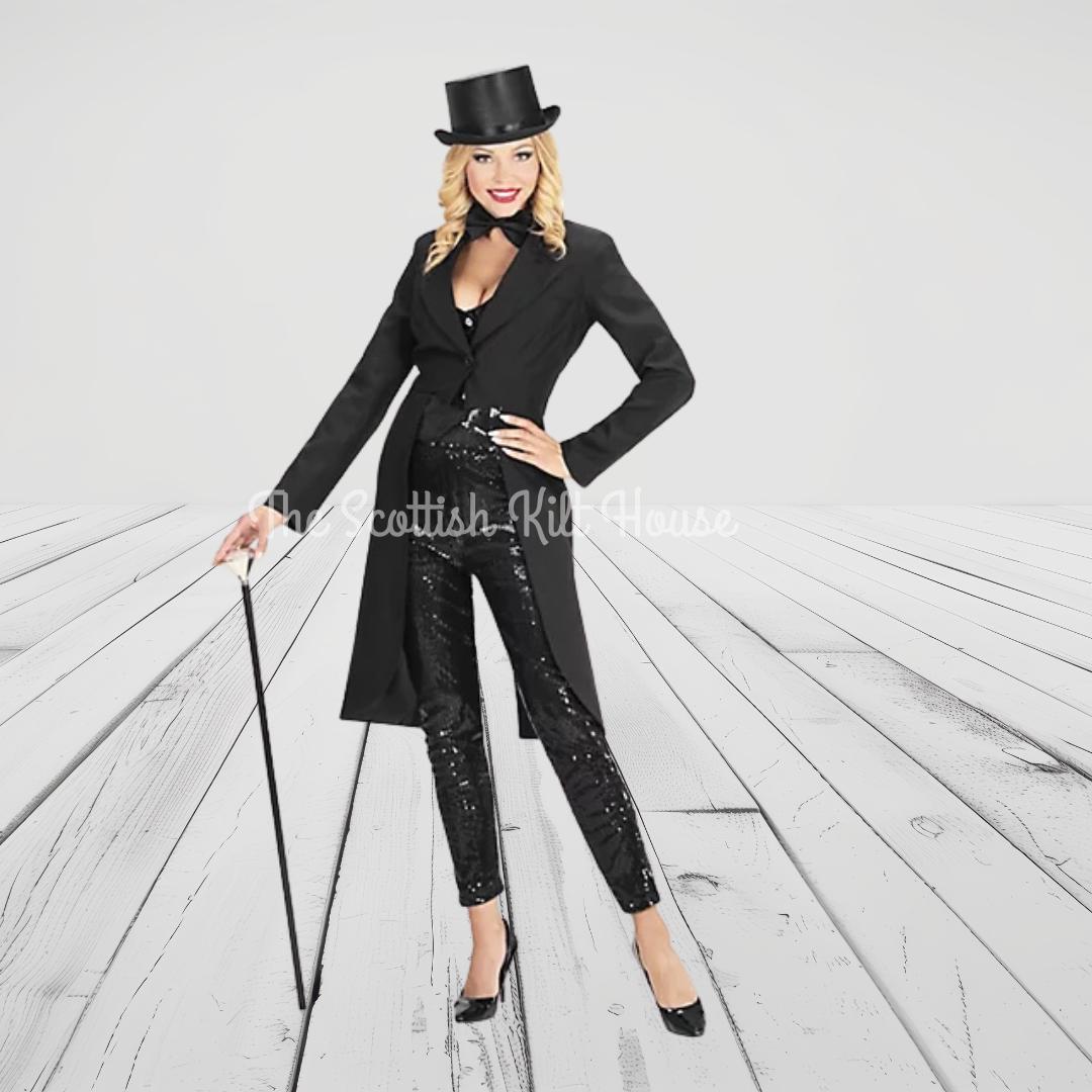 Bow Female Tuxedo Jacket With Tails Women Tailcoat