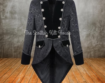 Men's Velvet Steampunk Tailcoat: Gothic Victorian Wedding Coat
