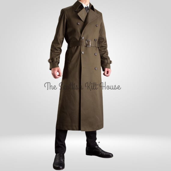 Khaki Military Trench Coat: Napoleon Style Cotton Overcoat - Etsy