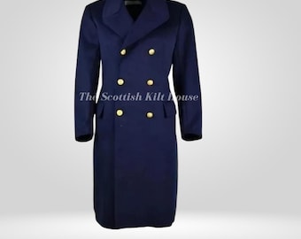 Blue Wool Double-Breasted Frock Coat: Steampunk Victorian Goth Custom Jacket