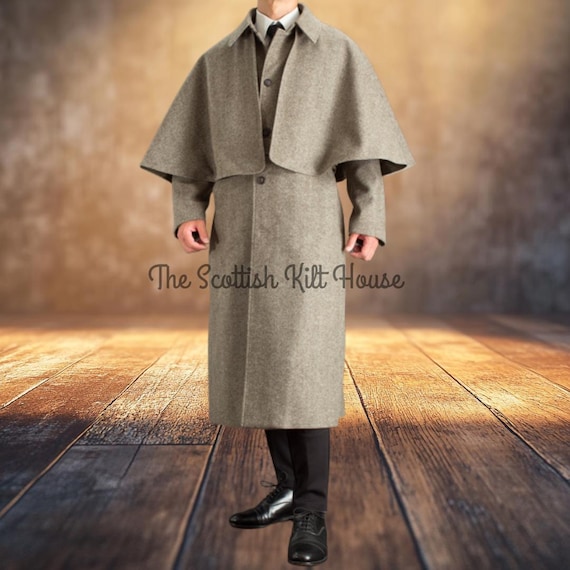 ゴ*リ様 OVERCOAT Cape Shoulder Overcoat - B Victorian Tweed Inverness Cape Coat: Sherlock Holmes Cosplay