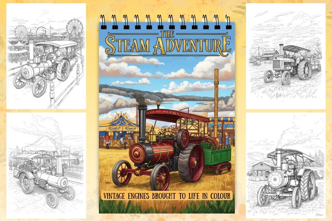 Coloring Book Steam Method The Steam Adventure Colouring Book • Traction Engine Pages • Vintage ...