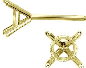 14K & 18K Real Gold Mounting 4 Prong Martini Round Basket Earring Setting Sold 1 piece Thickness 20 GA.