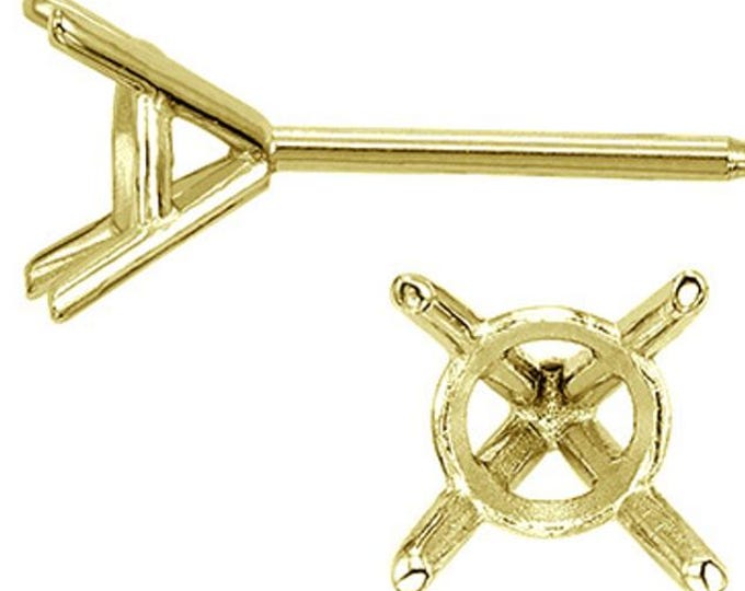 14K & 18K Real Gold Mounting 4 Prong Martini Round Basket Earring Setting Sold 1 piece Thickness 20 GA.