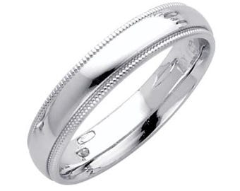 14K Gold 4mm Milgrain Comfort Wedding Band For Men's and Women's Plain Milgrain Band 4mm