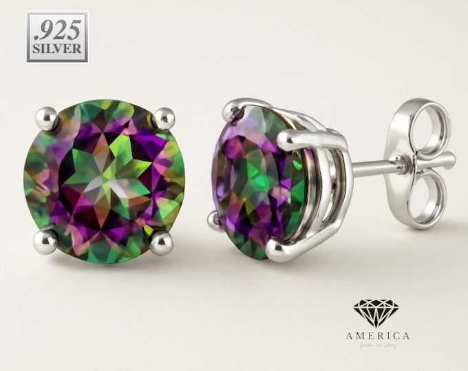 Rainbow Casting Stud Earrings Push Back .925 Sterling Silver Earrings 3MM-10MM