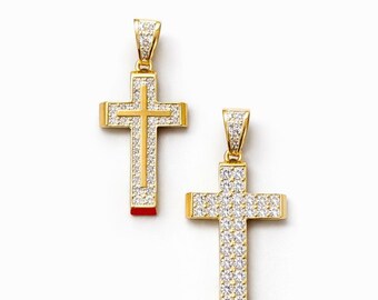 14K Gold Cross Small Pendant real gold with Cubic Zirconia sold 1 piece of Pendant