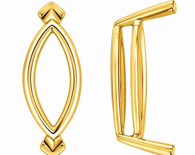 14K Real Solid Gold Marquise Shape V-End Wire Basket Setting sold 1 piece available in many sizes.