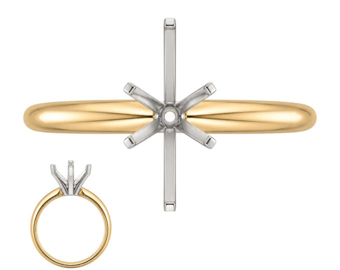 Marquise 14K Real Solid Gold 6 Prong  Marquise Setting Mounting sold 1 piece Size 6.