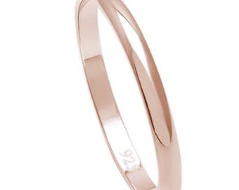 Rose Gold Plain Band Sterling Silver size 4- 11 From 2mm 3mm 4mm 5mm 6mm