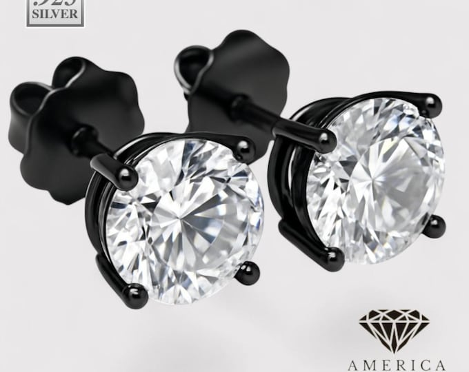 Moissanite or CZ  Stud Earrings Push Back .925 Sterling Silver Earrings 3MM-10MM