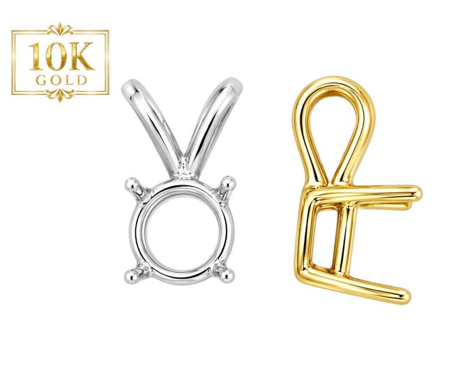 10K Real Solid Gold 4 Prong Heavy Basket  Round Pendant Setting sold 1 piece.