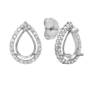 Natural Diamond 14K White Solid Gold Pear Shape Mounting with Variable center stone available.