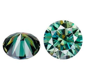 Round Green Moissanite Loose Gemstones Pass Diamond Tester Amazing Quality variation 2mm - 8mm