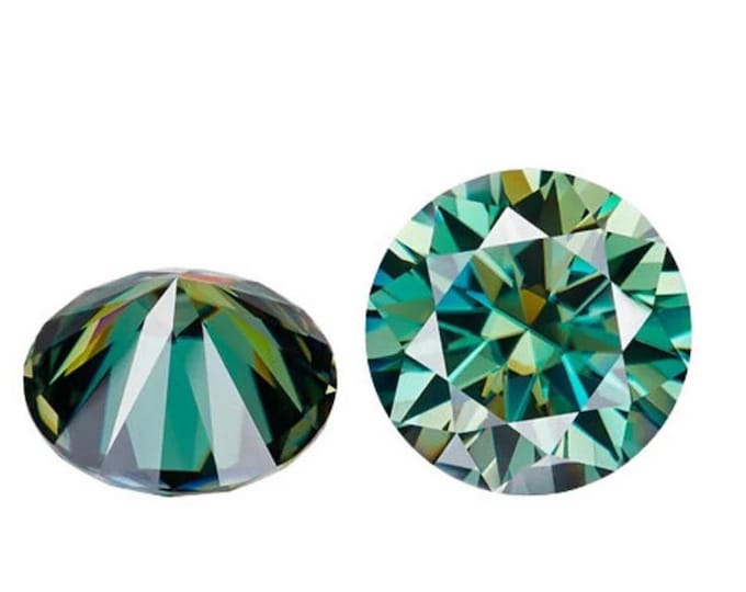 Round Green Moissanite Loose Gemstones Pass Diamond Tester Amazing Quality variation 2mm - 8mm